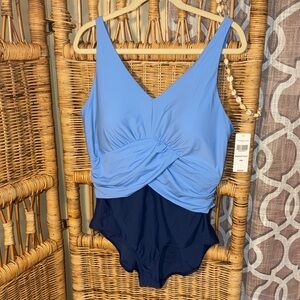 Coldwater Creek Kids Swim One Piece in Light Blue and Navy